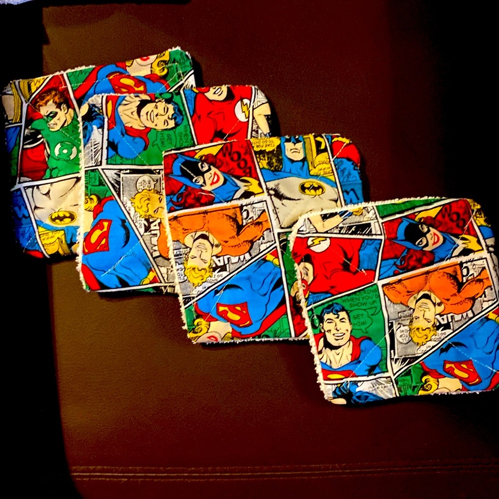 Handmade Quilted 💆🏼‍♀️🧴Face towels! Set of 4, Reusable, Washable, Bar towel